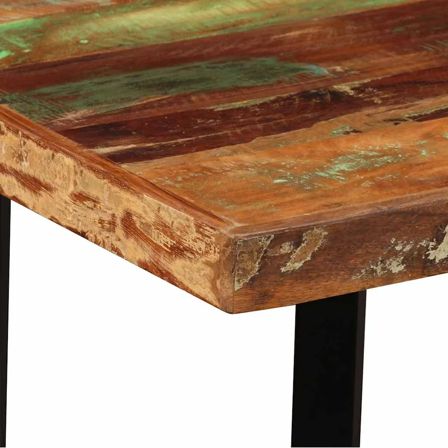 Ensemble de bar 5 pcs Bois massif recyclé et cuir véritable - 5