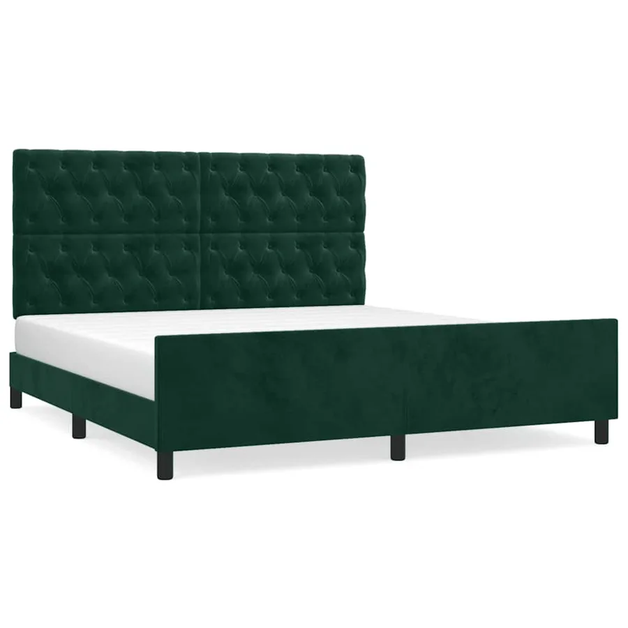 Cadre de lit sans matelas vert foncé 160x200 cm velours - 2