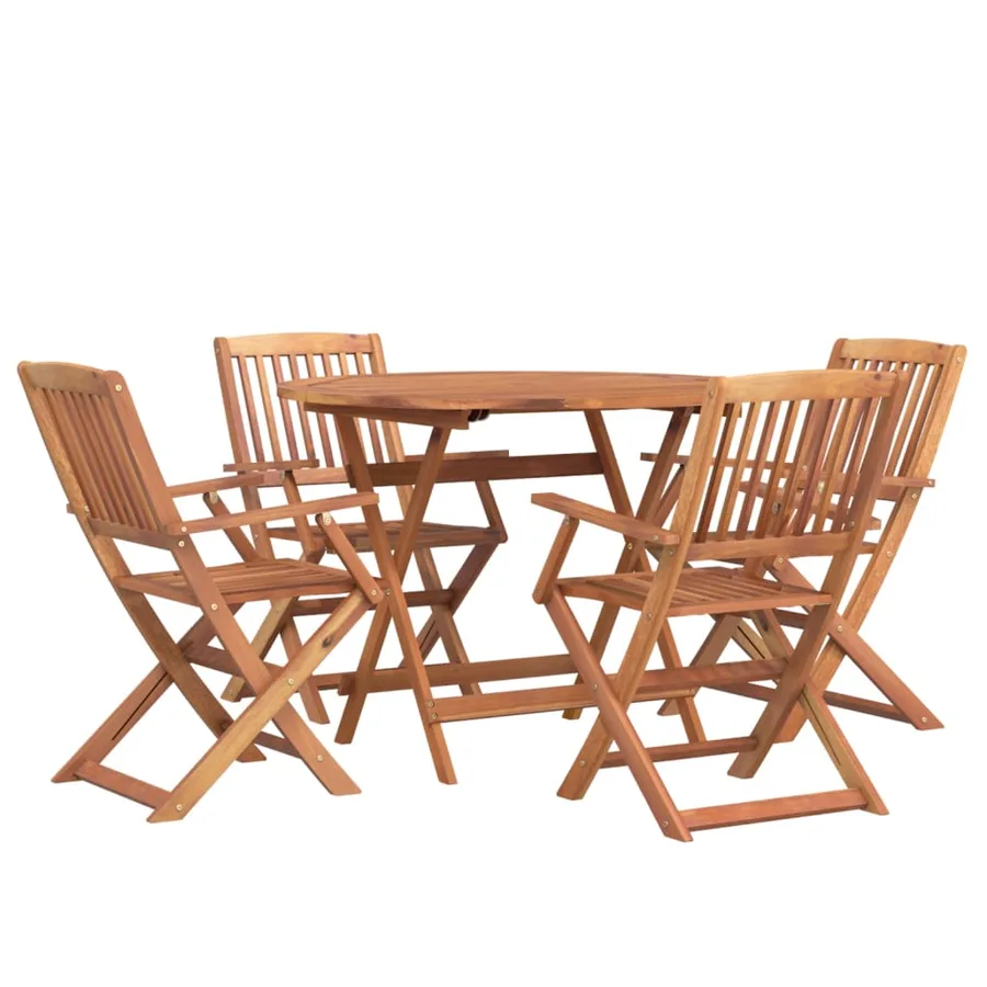 Ensemble à manger de jardin 5 pcs Bois d'acacia solide - 3