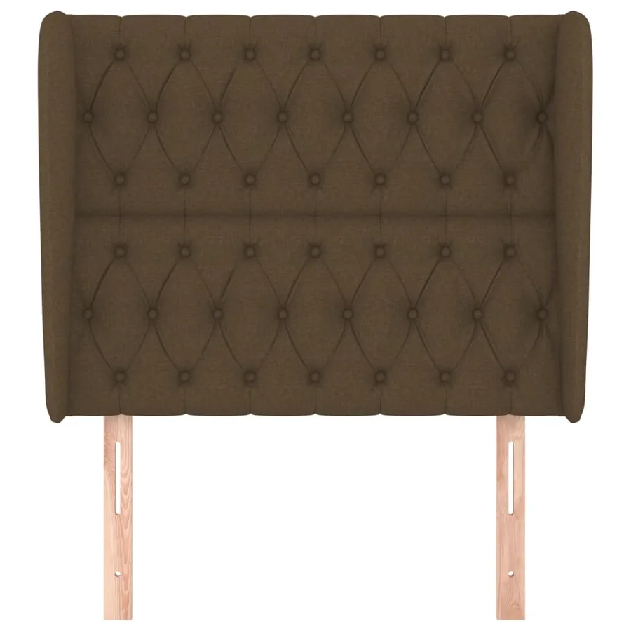 Tête de lit avec oreilles Marron foncé 93x23x118/128 cm Tissu - 3