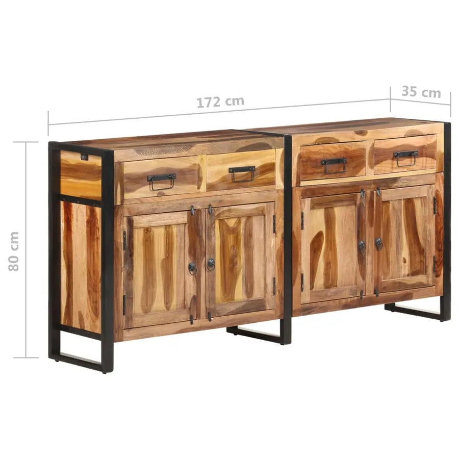 Buffet 172x35x80 cm Bois d'acacia solide avec finition miel - 8