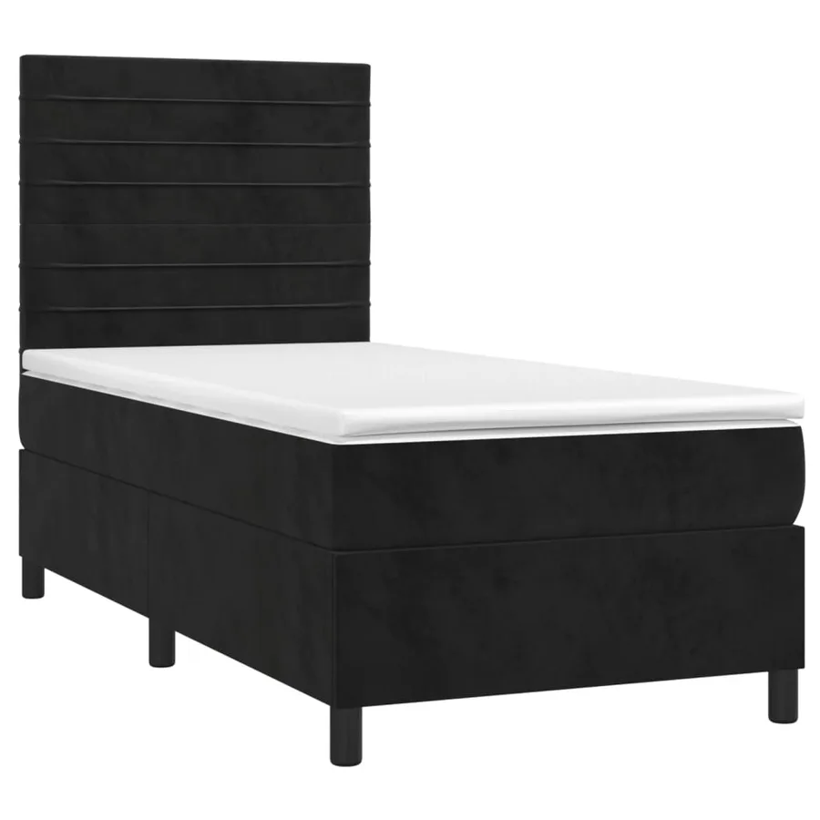 Sommier à lattes de lit et matelas Noir 80x200 cm Velours - 3