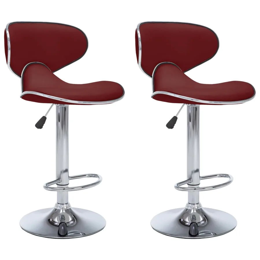 Tabourets de bar lot de 2 rouge bordeaux similicuir - 2