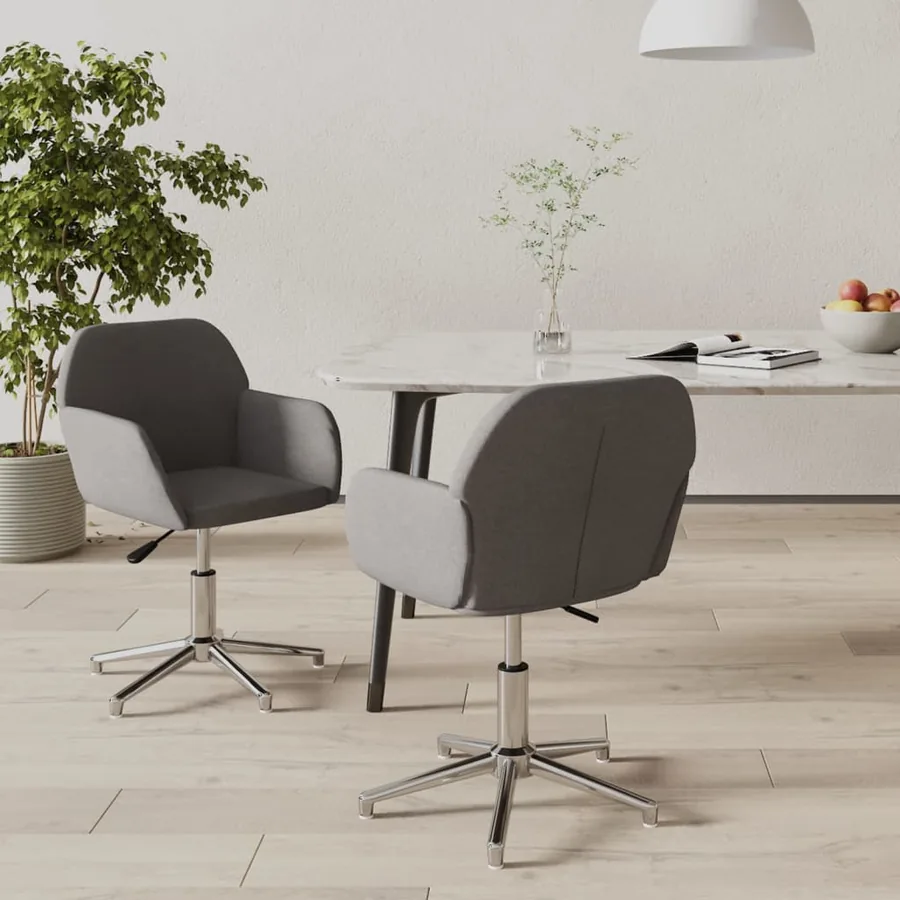 Chaises pivotantes à manger lot de 2 Gris clair Tissu