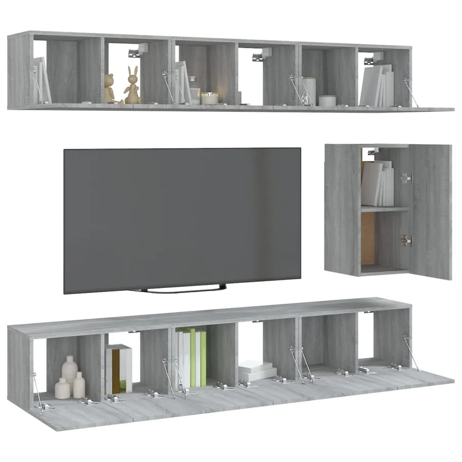 Ensemble de meubles TV 7 pcs Sonoma gris Bois d'ingénierie - 3