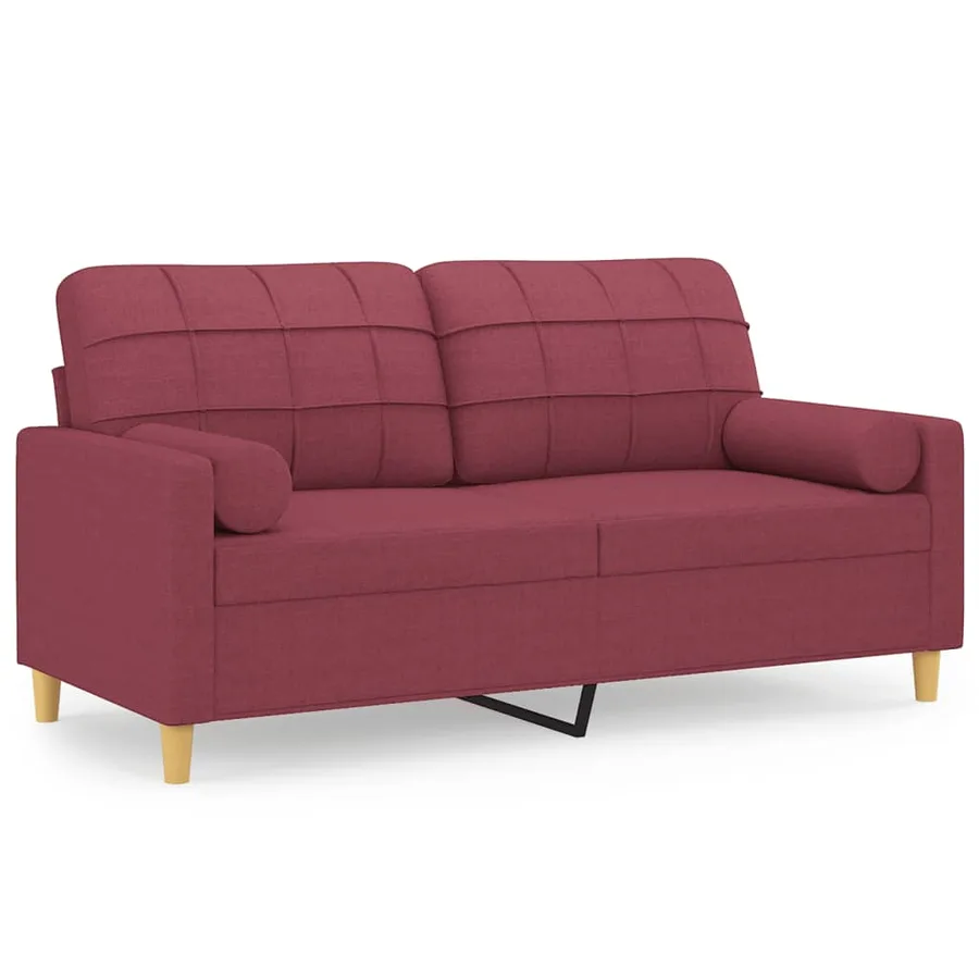 Canapé 2 places avec oreillers bordeaux 140 cm tissu - 2