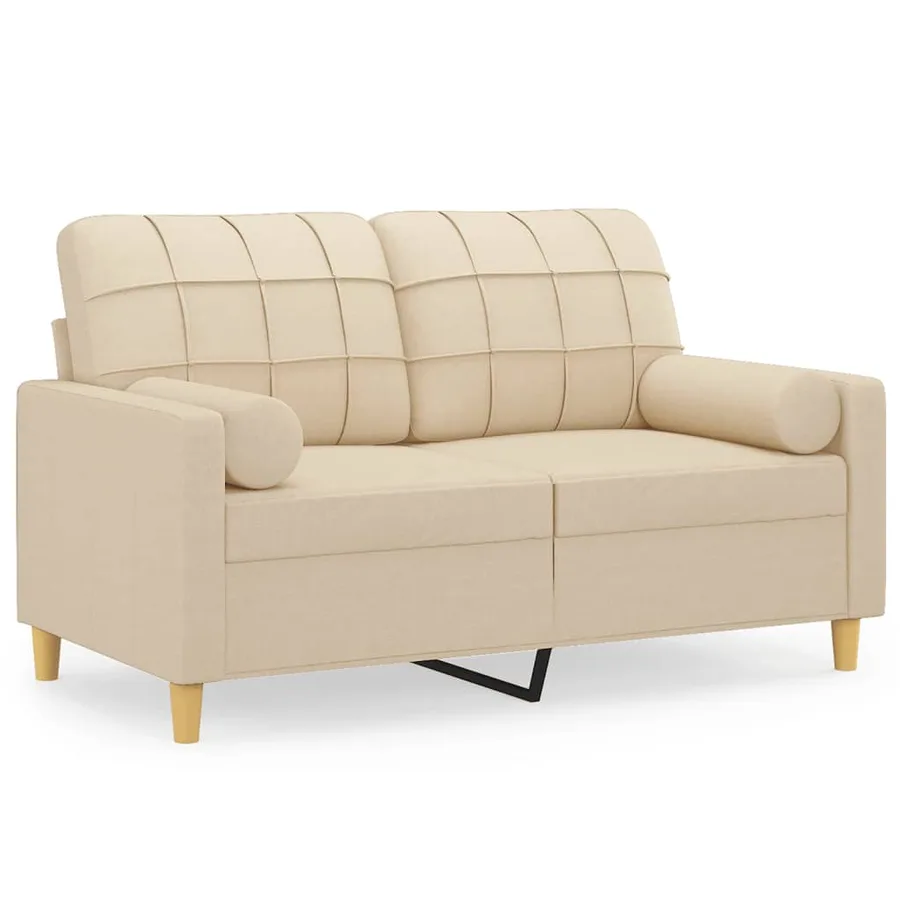 Canapé 2 places avec oreillers décoratifs crème 120 cm tissu - 2
