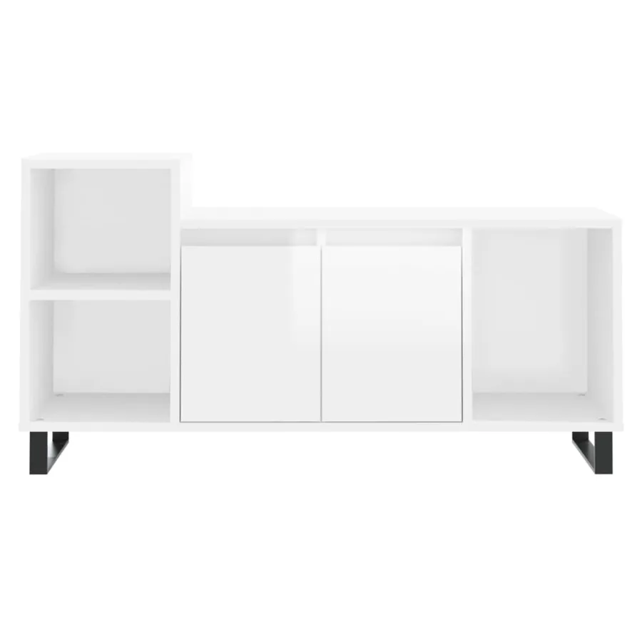 Meuble TV Blanc brillant 100x35x55 cm Bois d'ingénierie - 5