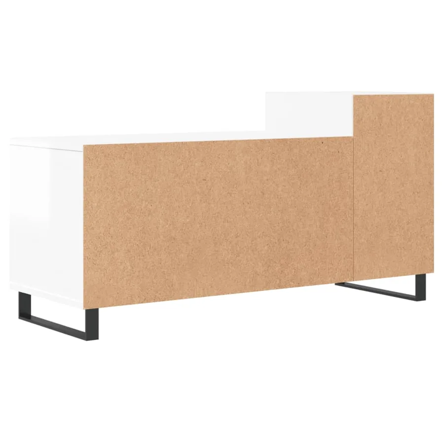Meuble TV Blanc brillant 100x35x55 cm Bois d'ingénierie - 8