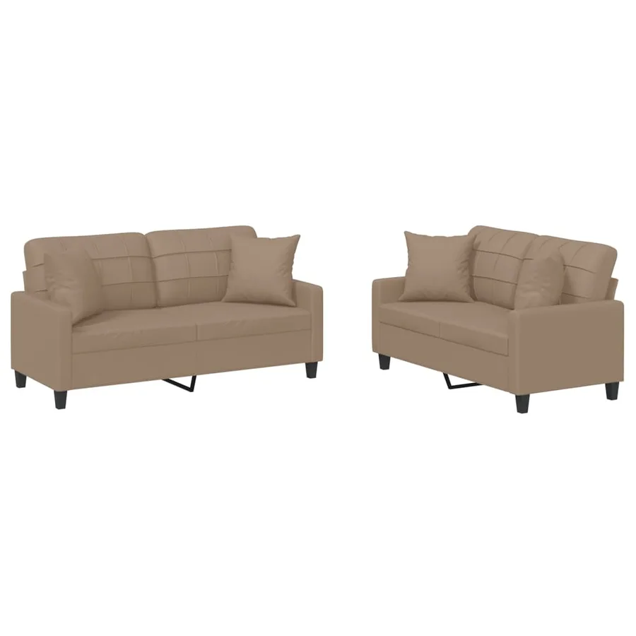 Ensemble de canapés 2 pcs avec coussins cappuccino similicuir - 2