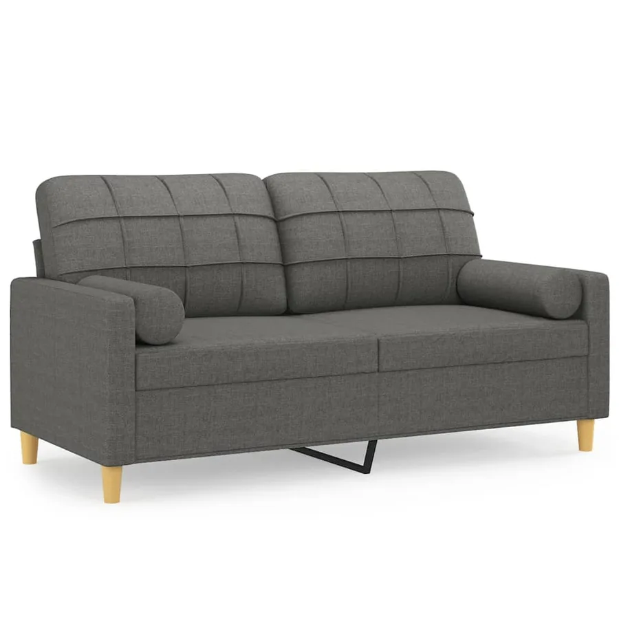 Canapé 2 places avec oreillers gris foncé 140 cm tissu - 2
