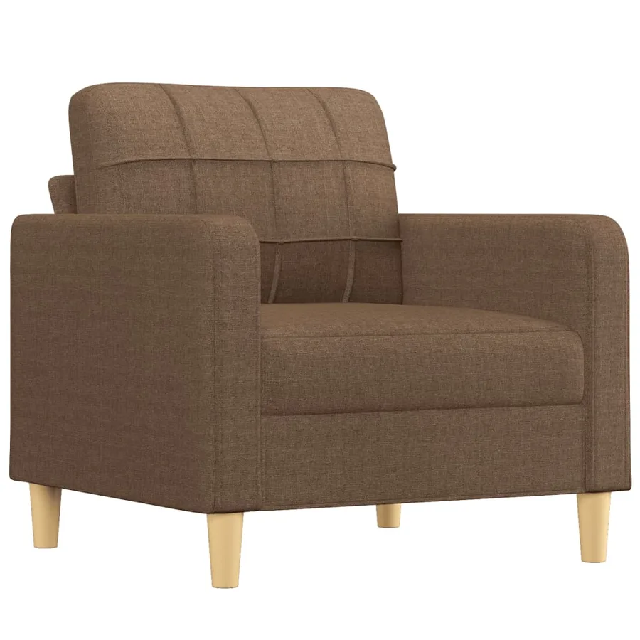 Ensemble de canapés 3 pcs avec coussins marron tissu - 3