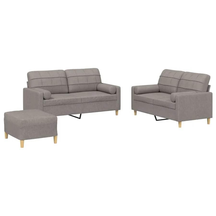 Ensemble de canapés 3 pcs avec coussins taupe tissu - 2