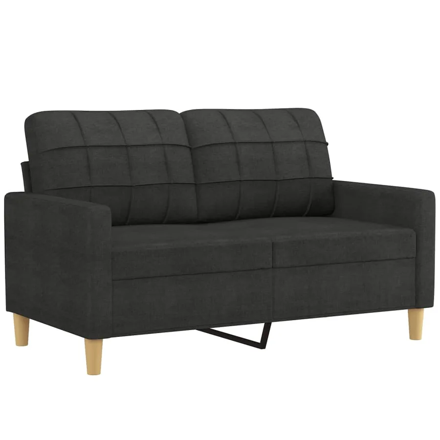 Ensemble de canapés 2 pcs avec coussins noir tissu - 3
