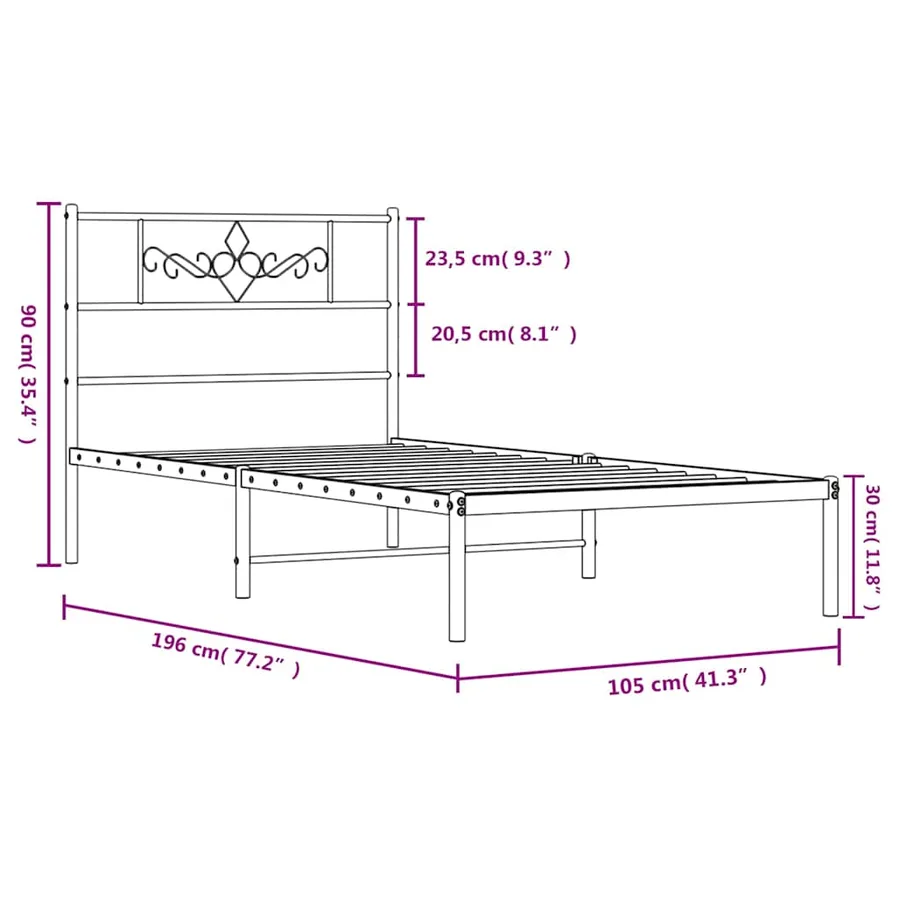 Cadre de lit métal sans matelas avec tête de lit noir 100x190cm - 10