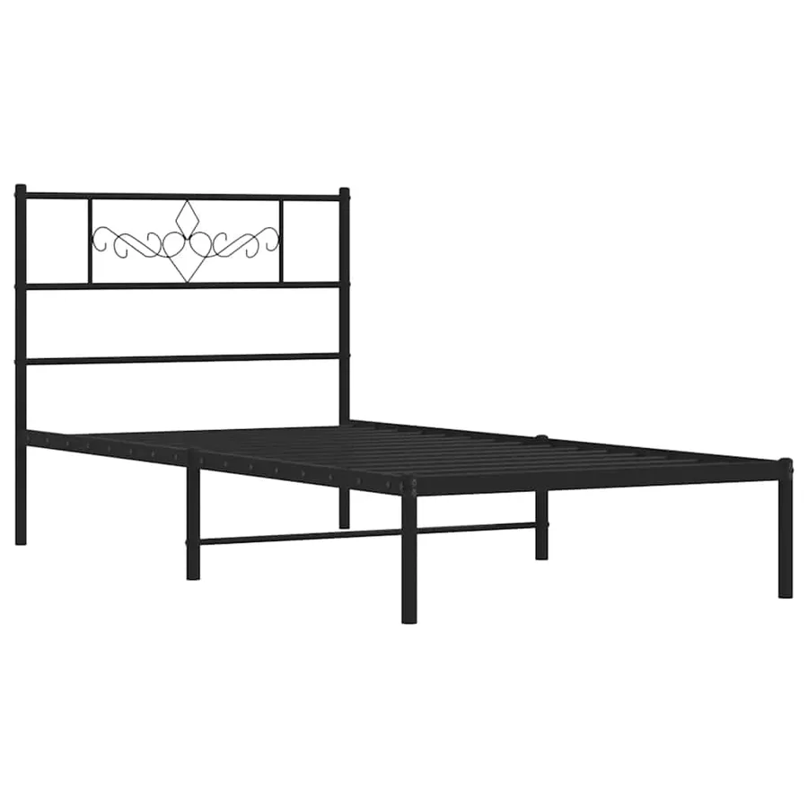 Cadre de lit métal sans matelas avec tête de lit noir 100x190cm - 3