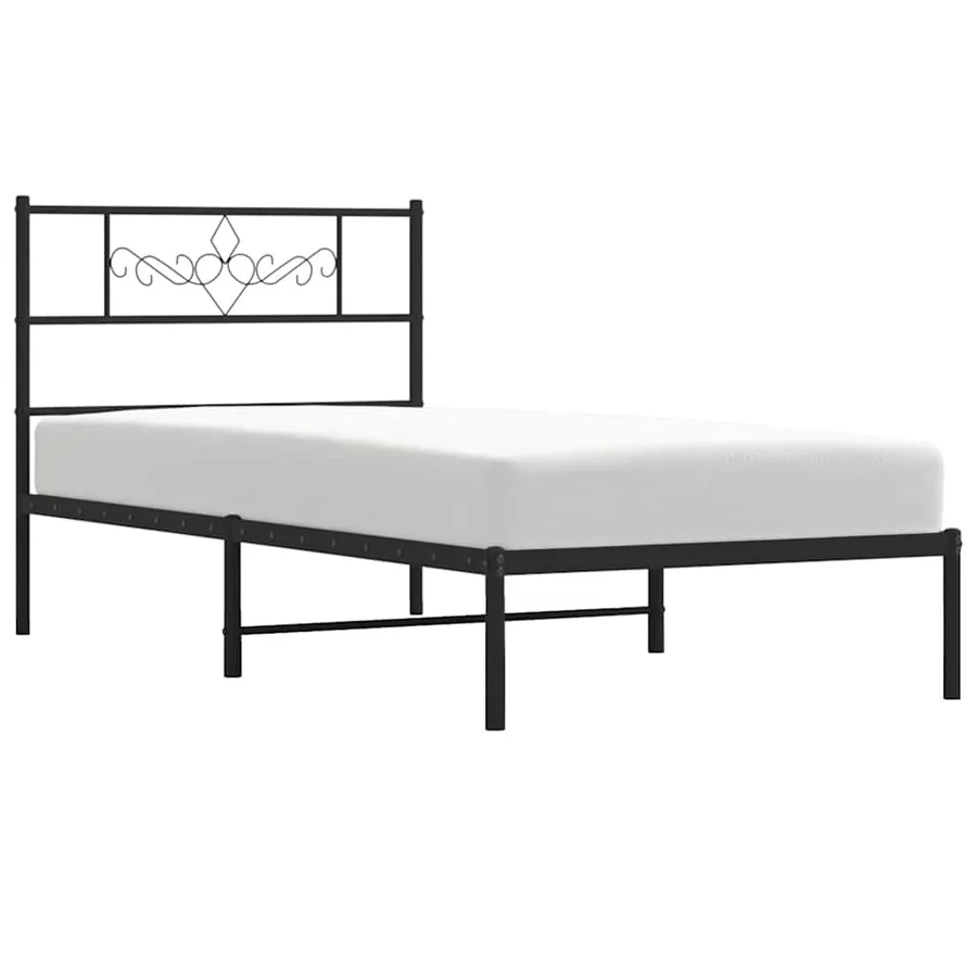 Cadre de lit métal sans matelas avec tête de lit noir 100x190cm - 5