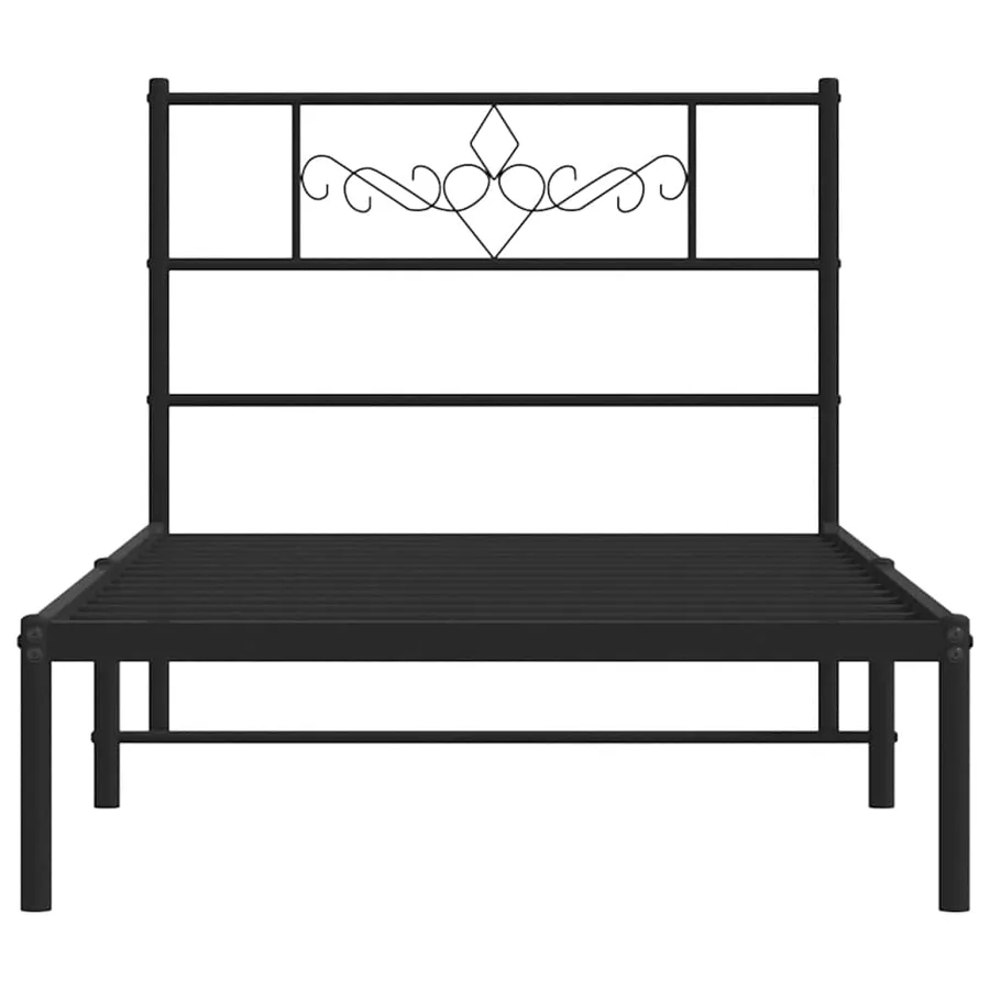 Cadre de lit métal sans matelas avec tête de lit noir 100x190cm - 6