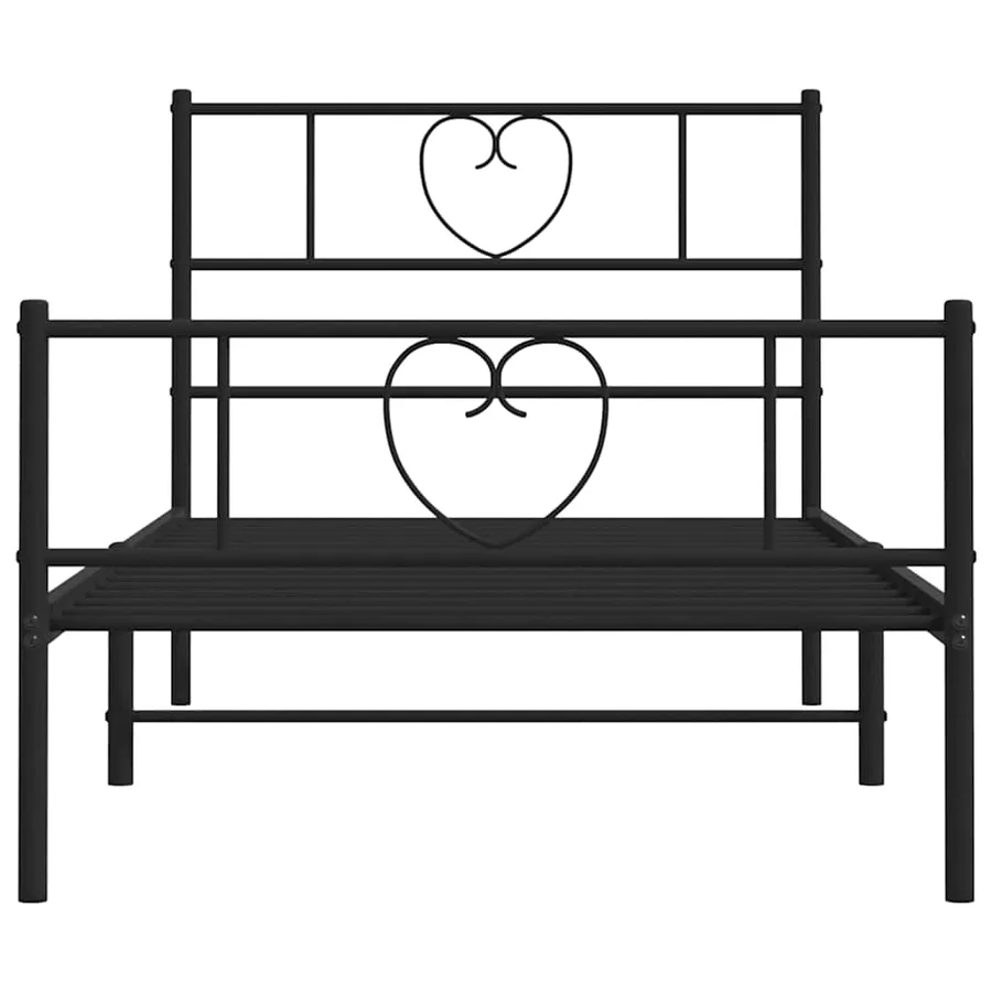 Cadre de lit métal sans matelas et pied de lit noir 100x200 cm - 6