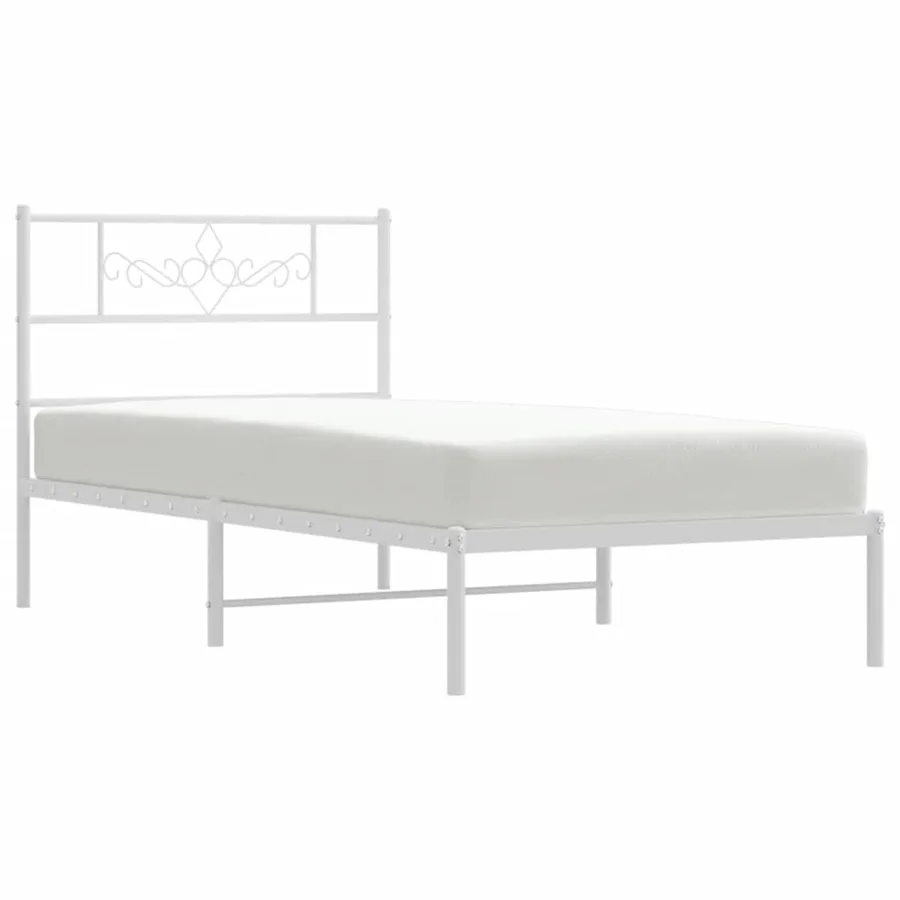 Cadre de lit métal sans matelas et tête de lit blanc 100x200 cm - 5