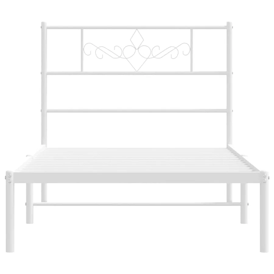 Cadre de lit métal sans matelas et tête de lit blanc 100x200 cm - 6