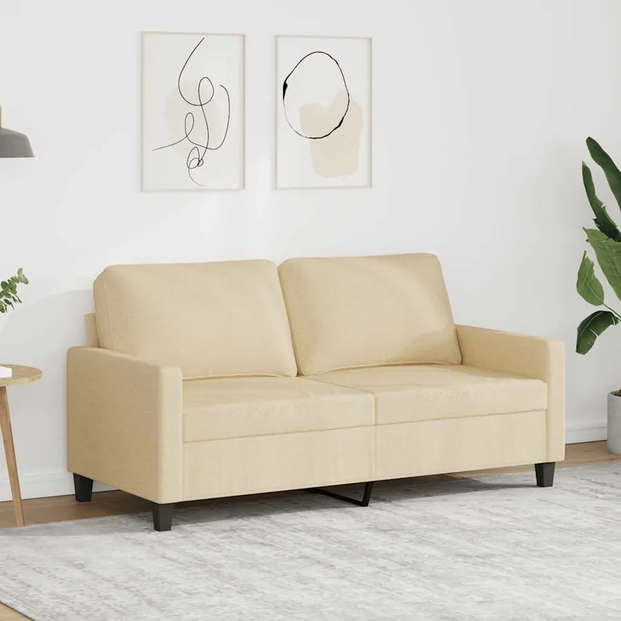 Canapé à 2 places Crème 140 cm Tissu