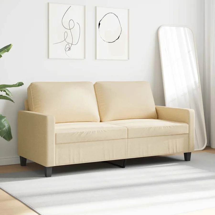 Canapé à 2 places Crème 140 cm Tissu - 3
