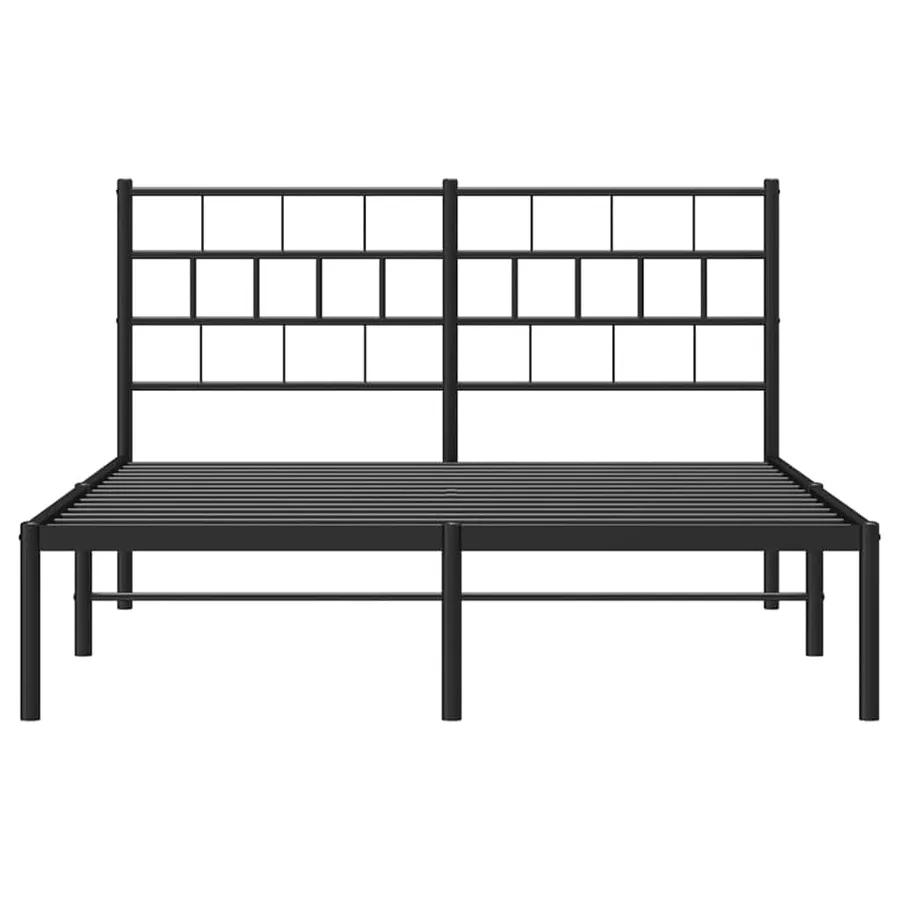 Cadre de lit métal sans matelas avec tête de lit noir 150x200cm - 6