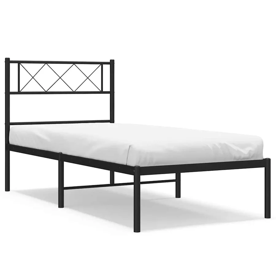 Cadre de lit métal sans matelas avec tête de lit noir 100x190cm - 2