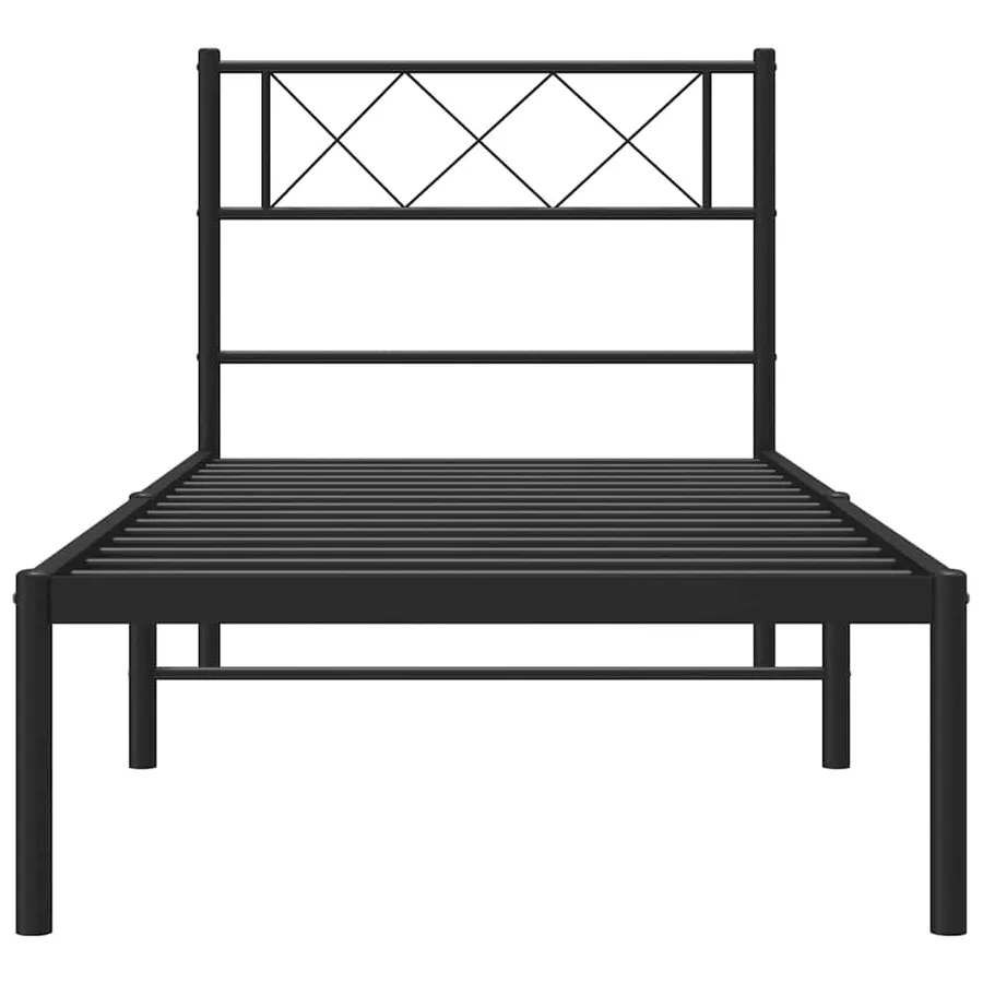 Cadre de lit métal sans matelas avec tête de lit noir 100x190cm - 5