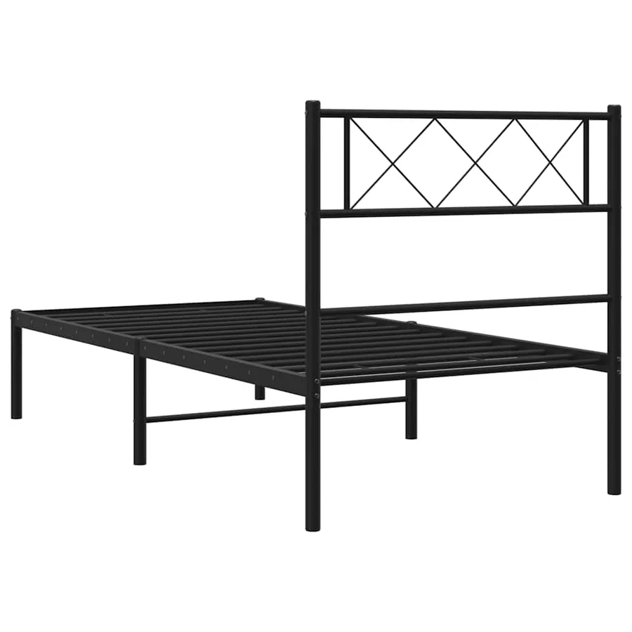 Cadre de lit métal sans matelas avec tête de lit noir 100x190cm - 8