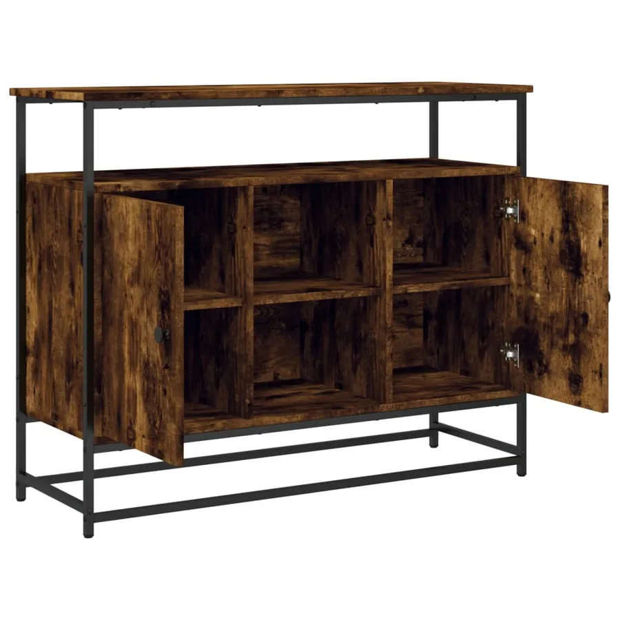 Buffet chêne fumé 100x35x80 cm bois d'ingénierie - 5