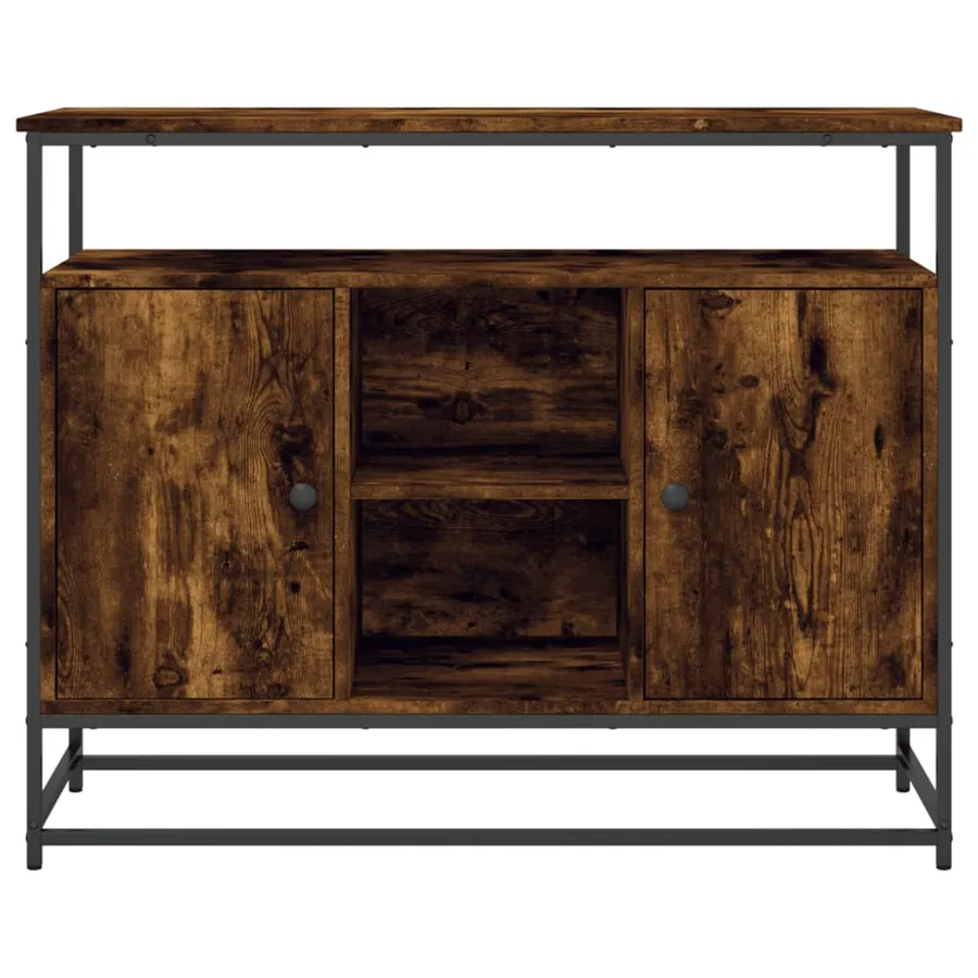Buffet chêne fumé 100x35x80 cm bois d'ingénierie - 6