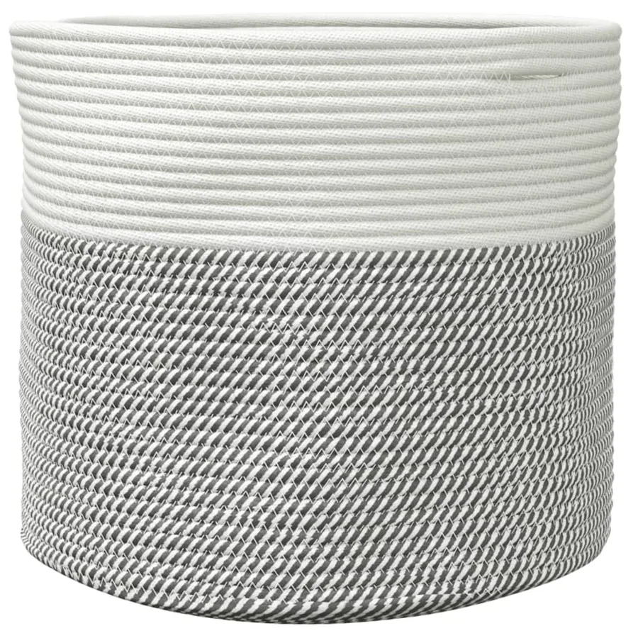 Panier de rangement gris et blanc Ø40x35 cm coton - 4