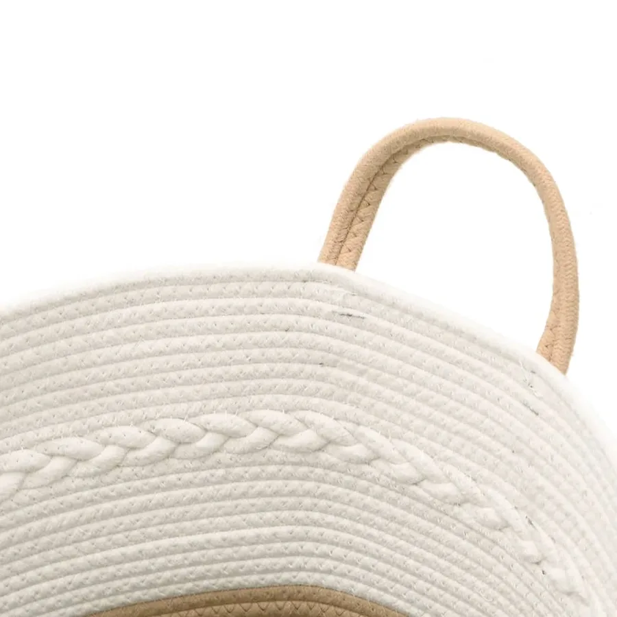 Panier de rangement beige et blanc Ø43x38 cm coton - 6