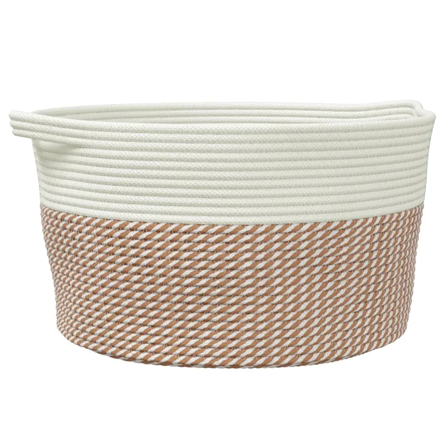 Panier de rangement marron et blanc Ø40x25 cm coton - 2