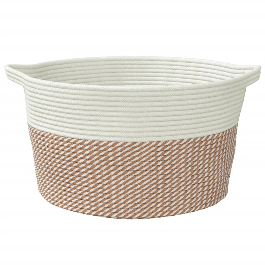 Panier de rangement marron et blanc Ø40x25 cm coton - 4