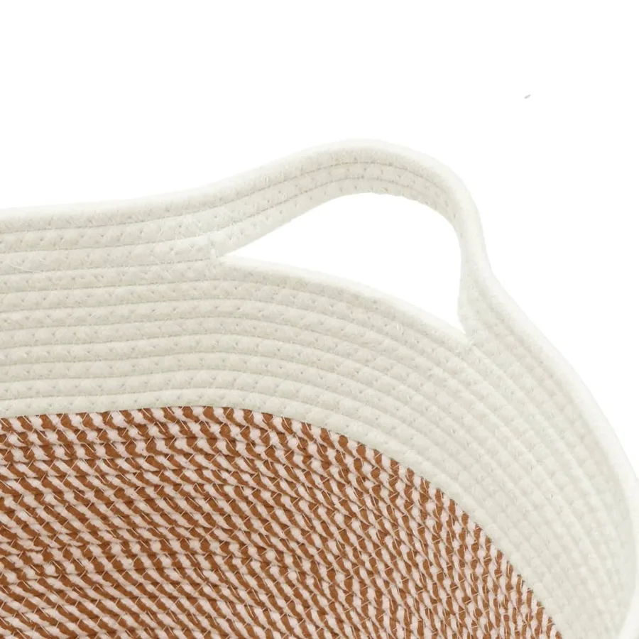 Panier de rangement marron et blanc Ø40x25 cm coton - 6