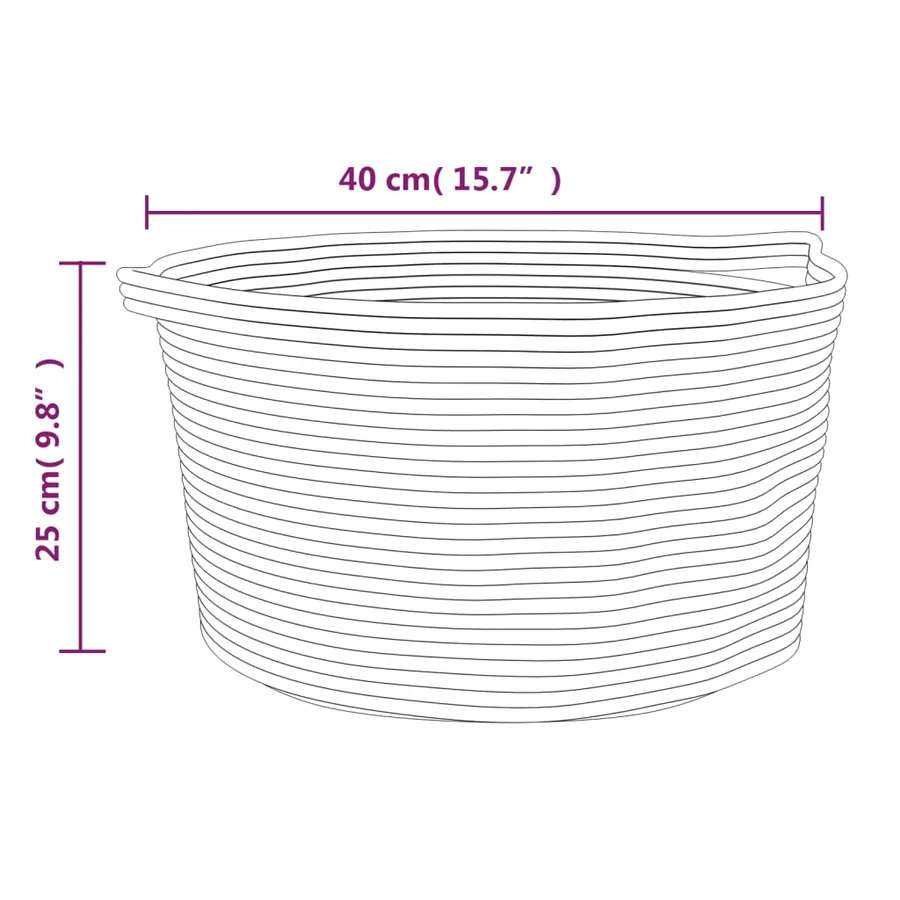 Panier de rangement marron et blanc Ø40x25 cm coton - 9