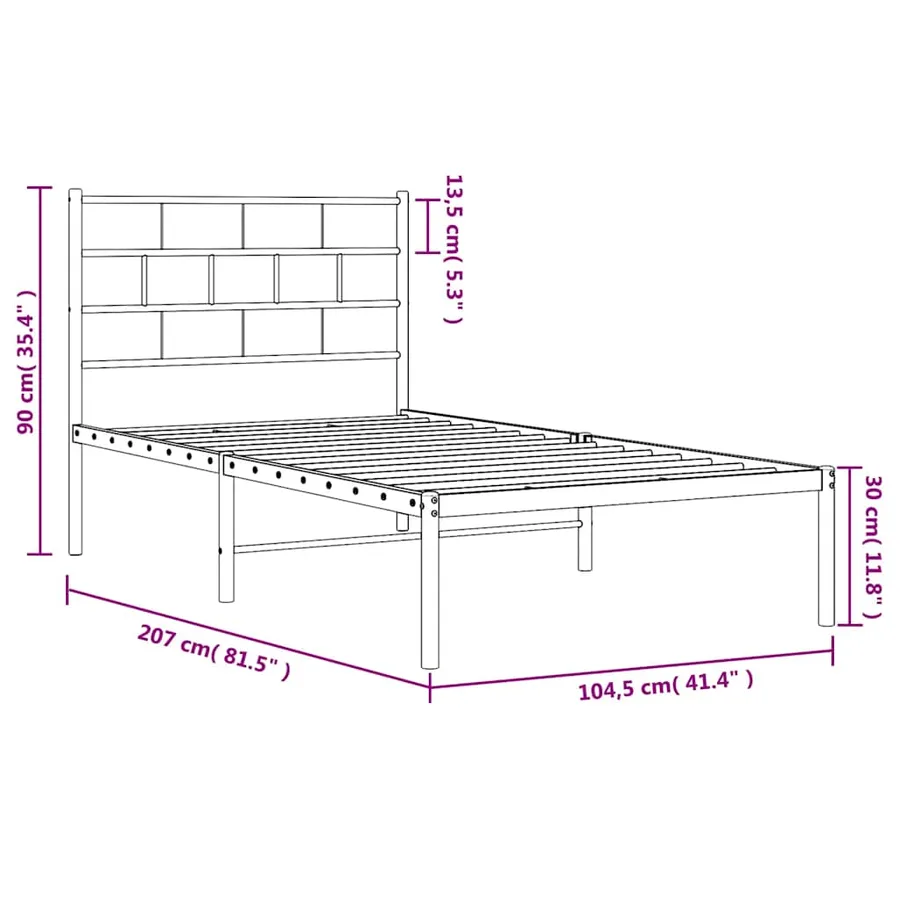 Cadre de lit métal sans matelas avec tête de lit noir 100x200cm - 10