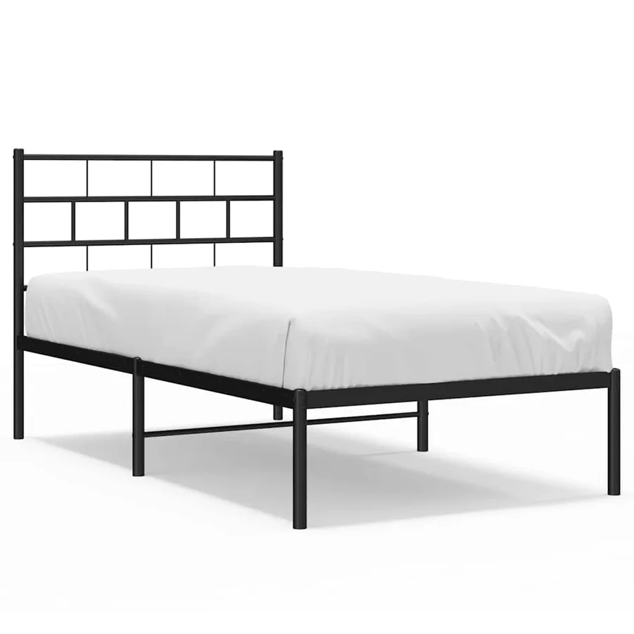 Cadre de lit métal sans matelas avec tête de lit noir 100x200cm - 2