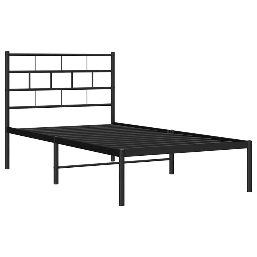 Cadre de lit métal sans matelas avec tête de lit noir 100x200cm - 5