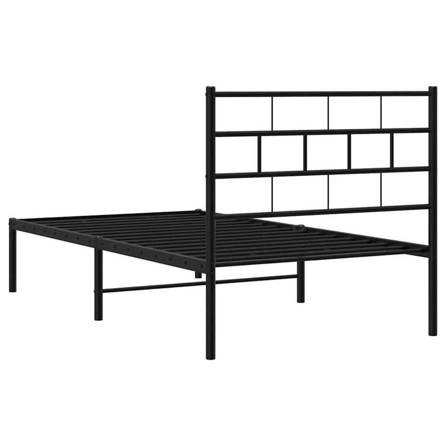 Cadre de lit métal sans matelas avec tête de lit noir 100x200cm - 8