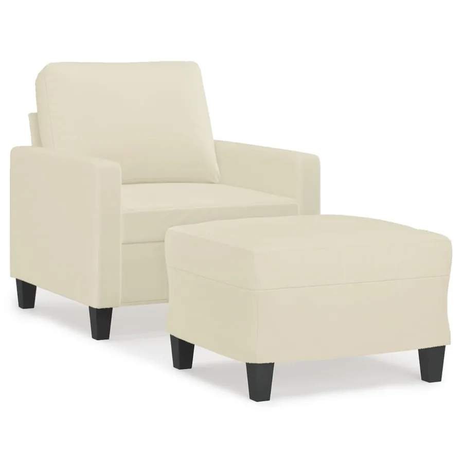 Fauteuil avec repose-pied Crème 60 cm Similicuir - 2