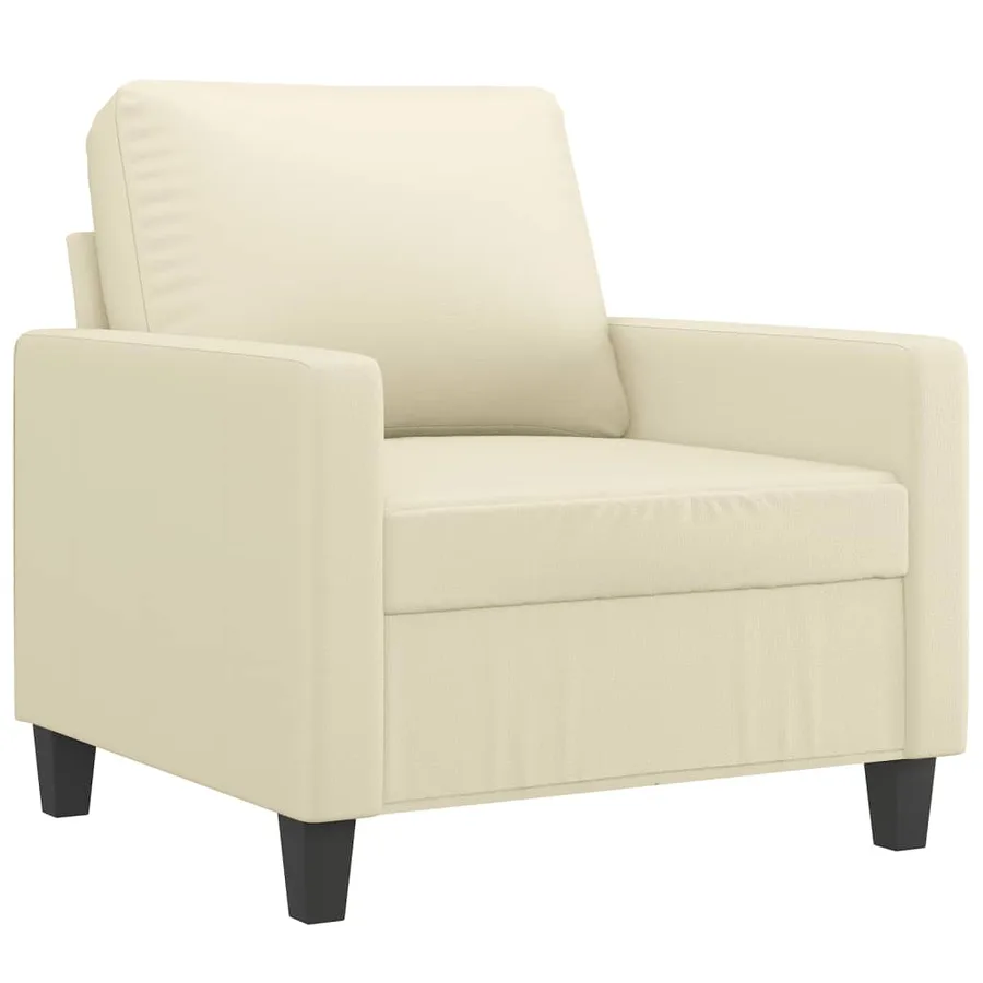 Fauteuil avec repose-pied Crème 60 cm Similicuir - 4