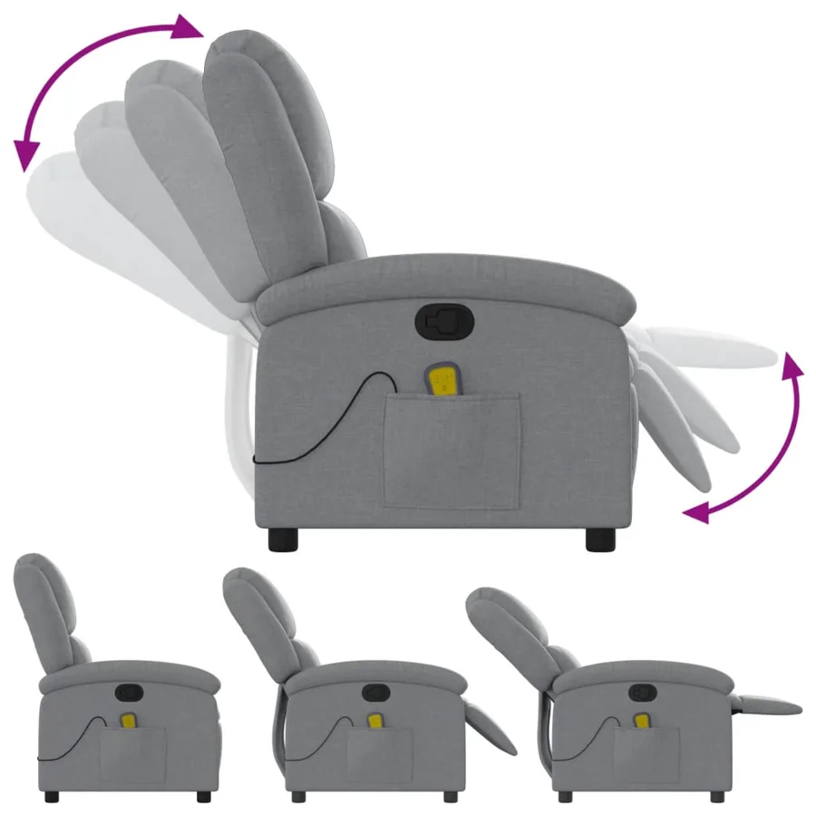 Fauteuil de massage inclinable Gris clair Tissu - 7