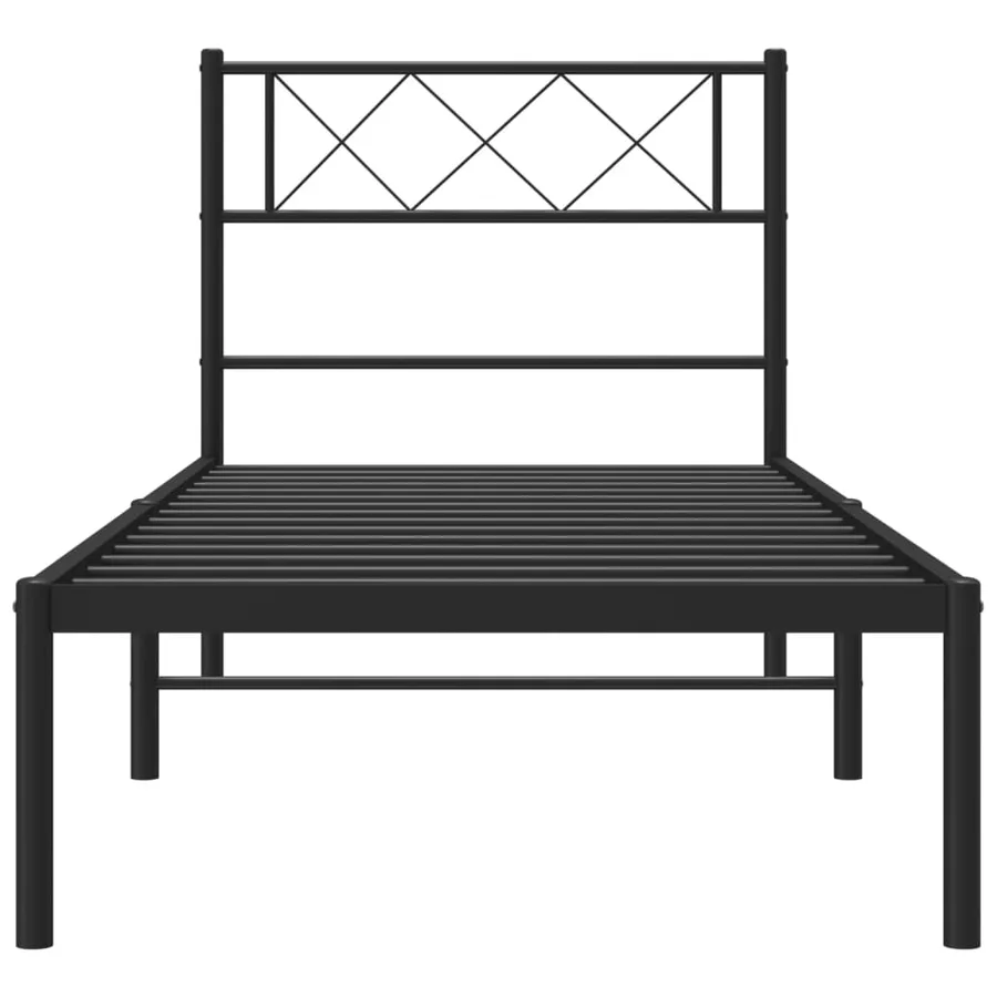 Cadre de lit métal sans matelas avec tête de lit noir 75x190 cm - 4