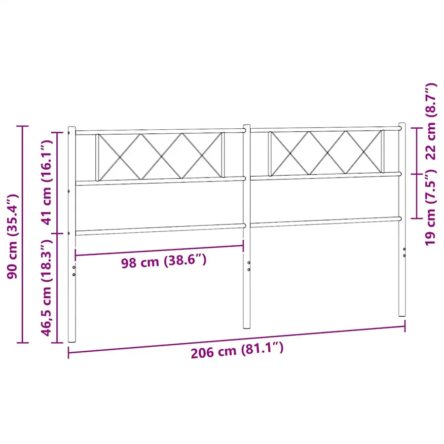 Tête de lit de remplacement métal noir 200 cm - 7