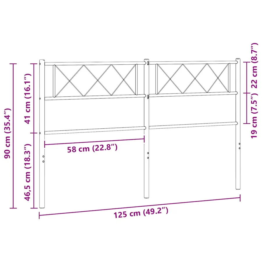 Tête de lit de remplacement métal noir 120 cm - 7