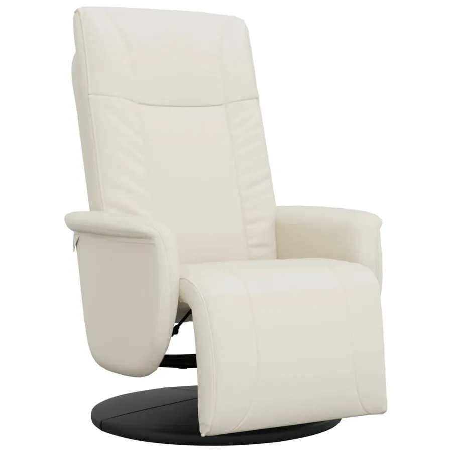 Fauteuil inclinable avec repose-pieds crème similicuir - 2